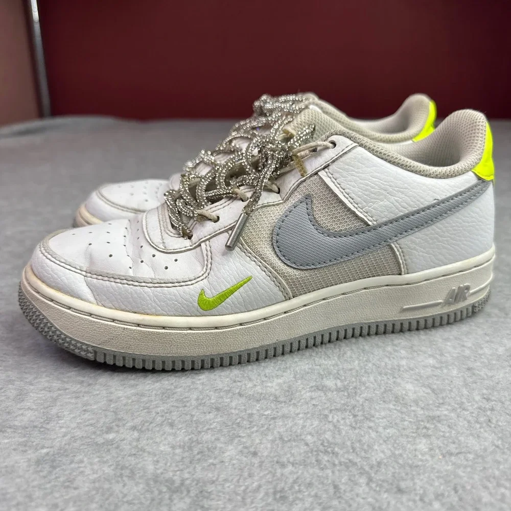 Nike Air Force 1 Low Top Kids Size 4.5Y White Wolf Grey Volt FN3875-101